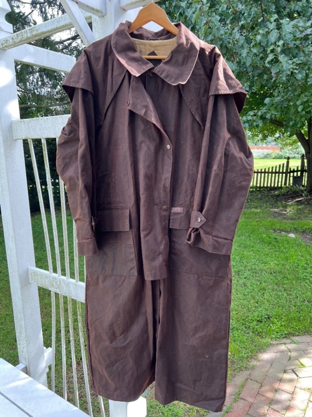 Outback Trading Co Men's M Low Rider Duster Coat Oilskin Cape Brown